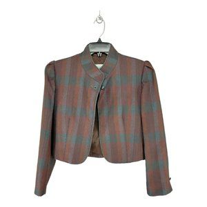 VTG Bagatelle Margaret Godfrey Womens Blazer Coat 10 Burgundy Blue Long Sleeves